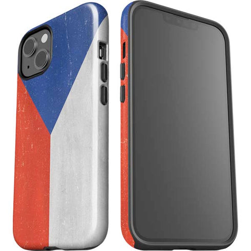Czech Republic Flag Distressed iPhone 14 Plus Impact Case